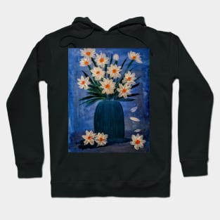 Daisy's in turquoise glass vase Hoodie